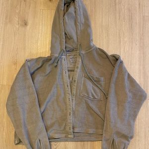 American eagle green crop hoodie shacket